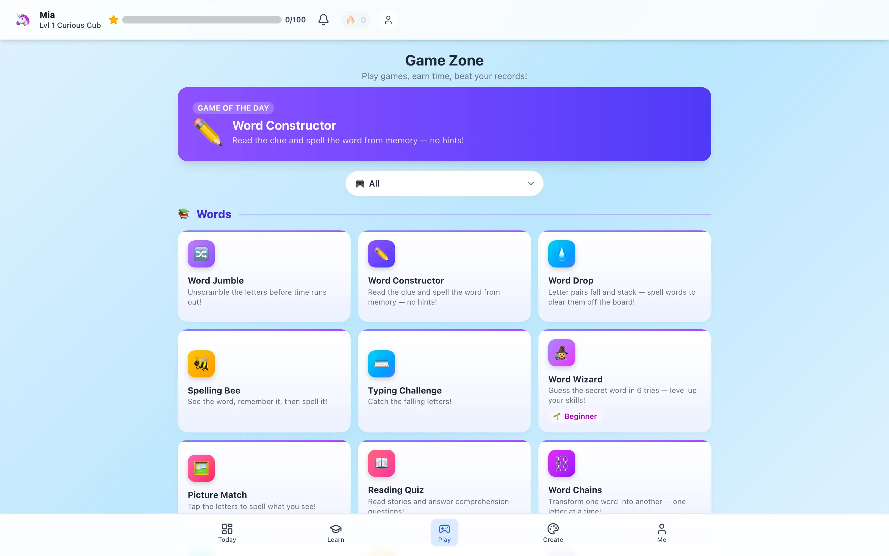 Learning delivered through games rather than question sets